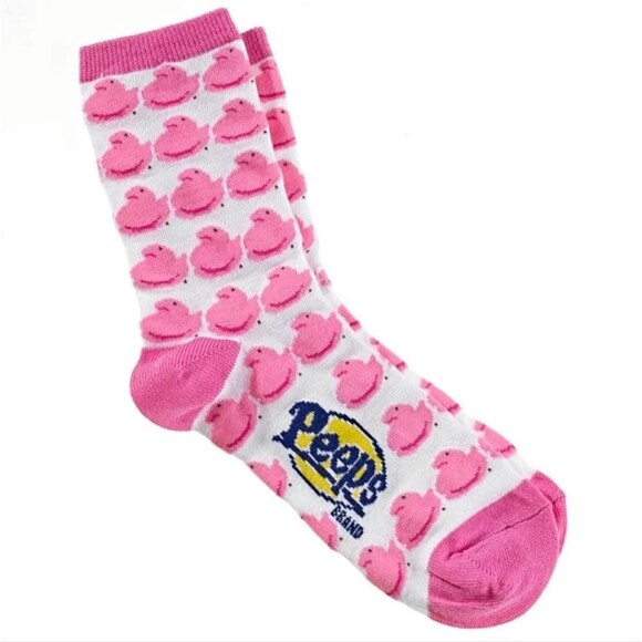 Just Born Peeps Socks Pink Chicks Womens Medium 6-11 Easter Novelty New OOS - Picture 1 of 4